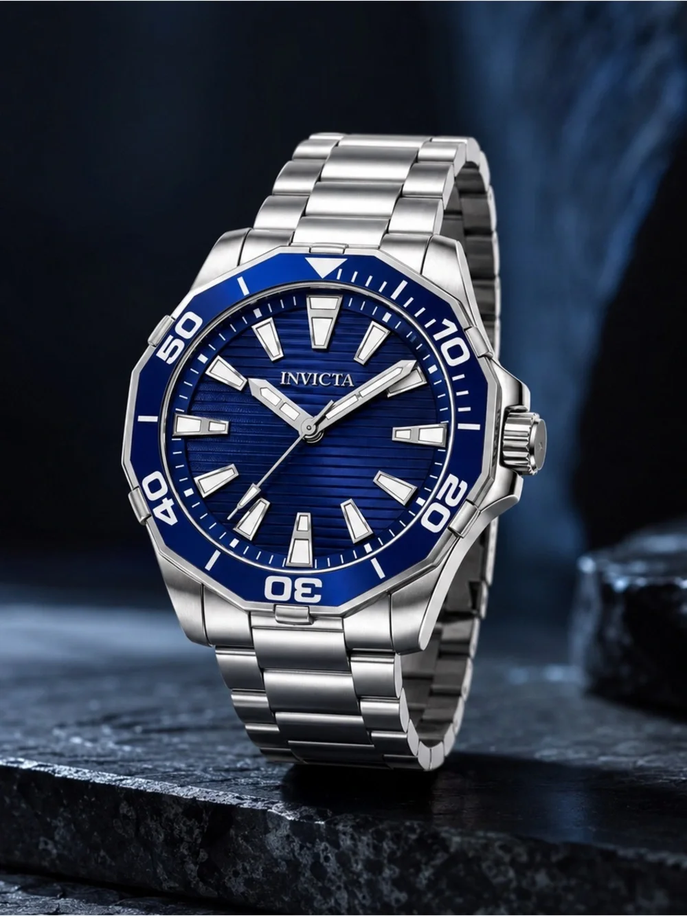 Invicta Diver Meridian 69243 Men’s 46mm Blue Dial Stainless Steel Quartz Watch